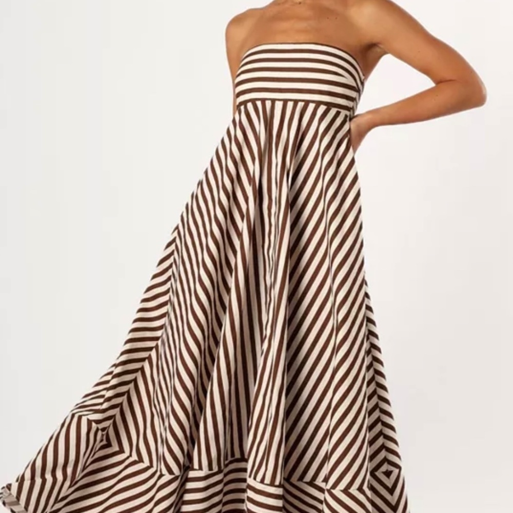 Petal & Pup Bowie Strapless Chocolate Maxi Dress